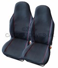 For Toyota Corolla Verso  - Pair of UK MADE Black & Red Trim Car Seat Covers
