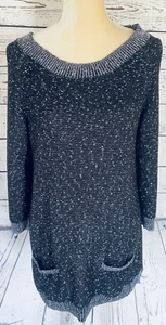 Suéter túnica mediana para mujer Westbound gris mangas 3/4 bolsillos cuello barco tejido - Imagen 1 de 10