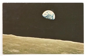 Apollo 8 Earthrise NASA Foto Postkarte verschickt 1969 Houston Space Center - Bild 1 von 2