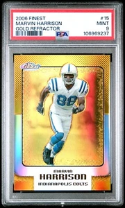 2006 TOPPS FINEST 15 MARVIN HARRISON GOLD REFRACTOR /49 PSA 9 - Picture 1 of 2