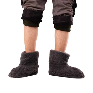 Graue einfarbige Herrenhausschuhe mit Lammfellwolle und Gummisohle - Bild 1 von 3