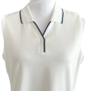 EP Pro Tour Women's Sz L Golf Tennis Pickle Ball Top White Pin Stripe Accents - Picture 1 of 8