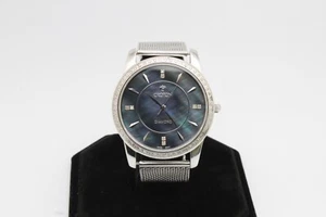 Croton Diamond Stainless Steel Black Mother of Pearl Dial Diamond Hour Markers - Picture 1 of 10