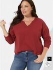 Torrid Sweater 2X Red Cozy Fleece Notch Neck Oversized Top Ladies New*