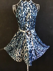 Summer dress 14, halter neck, button front and smocked hem. Cool blue! 34" long - Picture 1 of 3