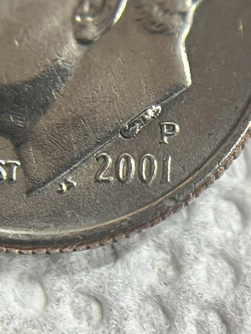 2001 P Roosevelt Dime With Cud Error Cover
