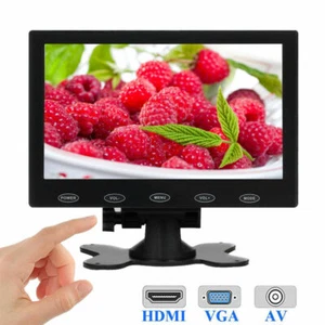 7" LCD CCTV PC Monitor Screen HD AV/RCA VGA HDMI w/Speaker+Adpater for Raspberry - Picture 1 of 12
