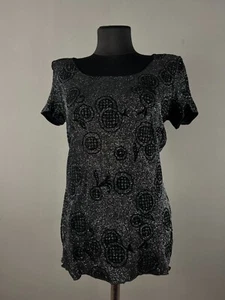 Armani Collezioni Blouse Top T-Shirt Short Sleeve Floral Pullover Silver Size 44 - Picture 1 of 14