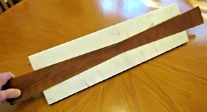 MIDCENTURY MODERN CHARCUTERIE BOARD 28" TEAK & MARBLE ELONGATED SERVING TRAY - Picture 1 of 9