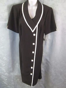 Dressbarn B&W Career Dress Plus Size 14W NWT Button Front Washable - Picture 1 of 8