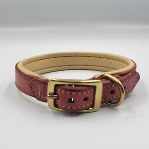 NEW HANDCRAFTED DOG COLLARS JASPER RED SIZE 17" LEATHER WITH BRASS HARDWARE