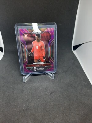 2022 Panini Prizm World Cup Qatar Purple Wave Prizm /99 Ike Ugbo #48 Rookie RC - Image 1 of 2