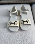 Gucci White Patent Leather Sandals With Buckle.  Horsebit Detail. Kids Size 32