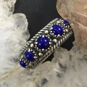 Carolyn Pollack Sterling Silver Lapis Lazuli Eternity Band Ring Size 8 For Women - Picture 1 of 10