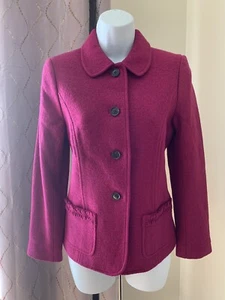 Talbots Fuchsia Magenta Pink Tiny Ruffle Wool Blend Blazer, Women's Petite 6 - Picture 1 of 11