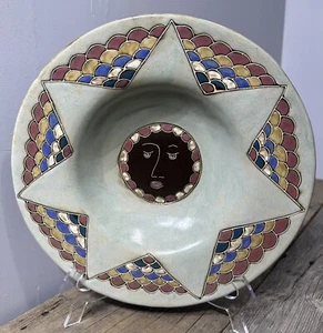 Design by Mara Mexico Stoneware Large Bowl Pasta Plate Sun Moon Star Mosaic - Picture 1 of 8