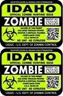ProSticker 1222 (Two) 3"x 4" Idaho Zombie Hunting License Decals Stickers 