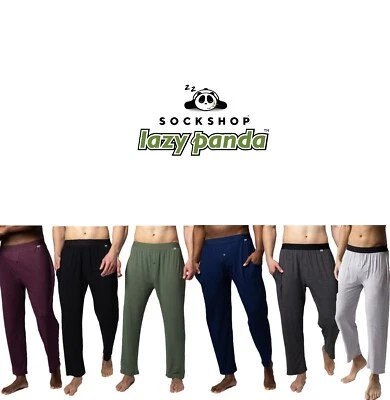 Mens Loungewear Bottoms, Nightwear, PJ, Bamboo, Soft Pack, SOCKSHOP Lazy Panda
