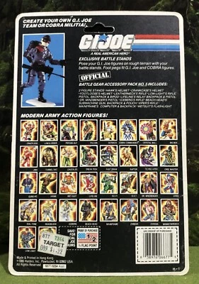 Vintage 1987 G.I. Joe PACK DE ACCESORIOS #5 Tarjeta de archivo sin cortar Equipo de batalla GI ARAH Foto 1 de 2