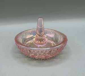 Fenton Porta Anello Rosa Vetro Iridescente Vanità Gioielli Portagioie Vintage - Foto 1 di 7