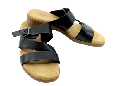 Sandalias negras Croft & Barrow para mujer talla 8 M con hebilla y tiras de espuma viscoelástica cuñas Foto 1 de 4