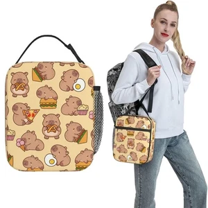 Cartoon Capybara Lunch Bag Insulated Lunch Box for Office Travel Picnic Beach - Picture 1 of 4