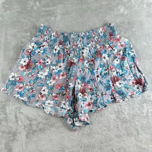Torrid Shorts Womens 00 M/L Gray Floral Crinkle Gauzy Flouncy Elastic Waist NEW - Picture 1 of 15