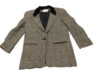 90s International Scene Wool Houndstooth Tweed Blazer Jacket Preppy Women 7/8 - Bild 1 von 11