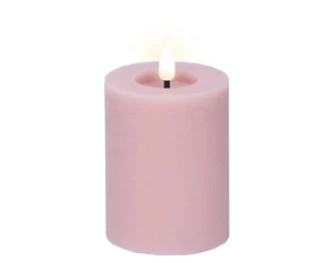 LED Kerze mit Timerfunktion 7x11cm Echtwachskerze batteriebetrieben Rustik Rosa - Bild 1 von 3