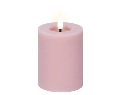 LED Kerze mit Timerfunktion 7x11cm Echtwachskerze batteriebetrieben Rustik Rosa - Bild 1 von 3