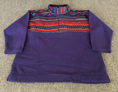 Pullover Northwest Azul De Colección Polar 1/4 Cremallera Púrpura Suroeste Azteca Para Hombres Mediano Foto 1 de 4