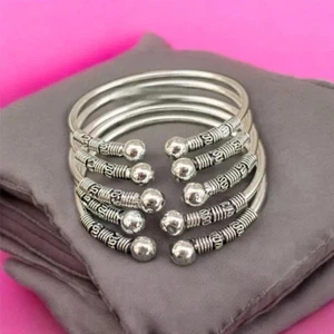 Thick West Indian 5 Set Of Silver Micro GS Bangle Handmade Women Bracelet Gift - Picture 1 of 7