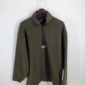 Vintage 90 Adidas Relaxed Fit Fleece 1/4 Zip Sweatshirt Earth Tone Green Size XL - Picture 1 of 7