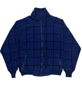 Giacca pile full zip modello griglia EMS vintage anni 80 made in USA uomo M S blu - Foto 1 di 6