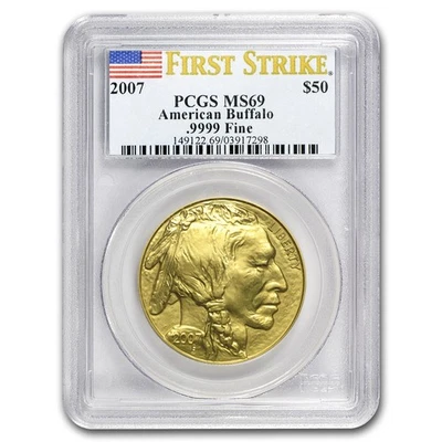 2007 1 oz Gold Buffalo MS-69 PCGS (FirstStrike®) - Image 1 of 3