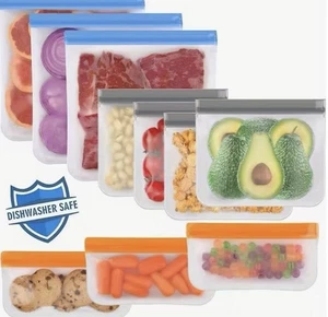 Paquete de 10 bolsas reutilizables aptas para lavavajillas - almacenamiento de alimentos ecológico - Imagen 1 de 5