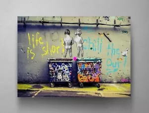 Banksy "Life Is Short Chill The Duck Out" Wall Art Canvas Print Framed Artwork - Picture 1 of 12