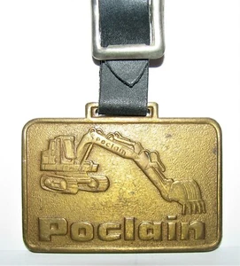 American Poclain Corp Crawler Excavator Backhoe Brass Pocket Watch Fob Metal Art - Picture 1 of 5
