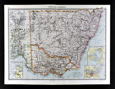 1907 Phillips Map Australia Sydney Melbourne Adelaide Victoria New South Wales