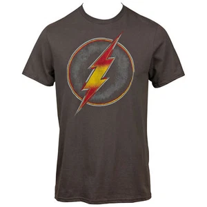 Flash Distressed Red and Yellow Symbol T-Shirt Grey - Picture 1 of 1