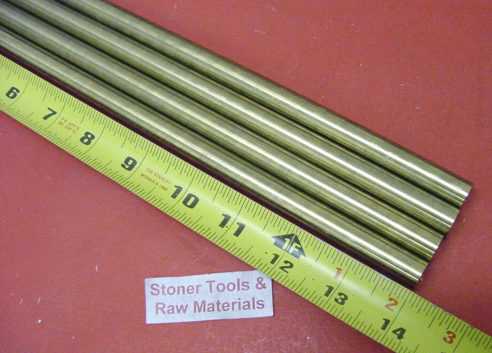 4 Pieces 5/8" C360 BRASS SOLID ROUND ROD 14" long New Lathe Bar Stock .625" - Image 1 of 1