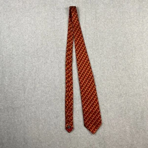 Ermenegildo Zegna Mens Silk Necktie Italy Red Orange Geometric 57"x4" - Picture 1 of 6