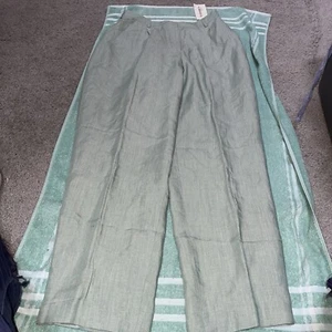 Liz Claiborne Green Lined Pleated Zipper Pants Size 14 New With Tags Free Ship - Picture 1 of 6