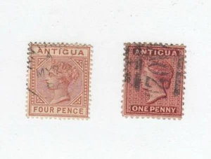 ANTIGUA (MK6451) # 16,20 VF-USED 1,4p 1884-86 QUEEN VICTORIA /BRN-ORG,RED CV $23 - Picture 1 of 1