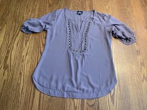 ANGIE Womens Gray 3/4 Sleeve BLOUSE Size L - Picture 1 of 4