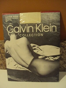 Vintage Pantyhose Calvin Klein 1 Pair Size C Ivory Sheer to the Waist 1990  - Picture 1 of 4