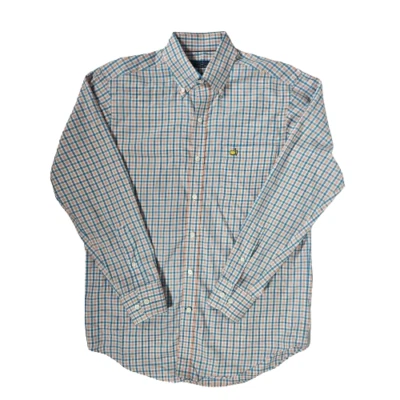 Camisa Masters Clubhouse Collection Azul Naranja Blanco A Cuadros Abotonada Mediana Foto 1 de 4