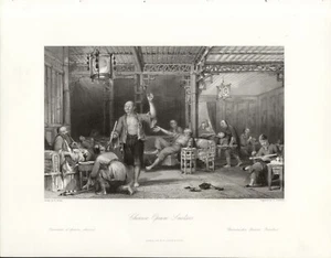 FUMATORI CINESI DI OPPIO , incisione, 1846, +passepartout - Foto 1 di 2