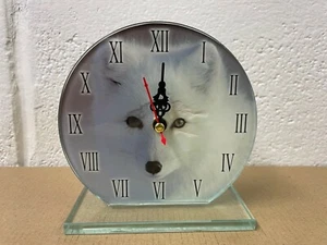 White Wolf Glass Freestanding Clock Traditional Mantelpiece Desk Clock 13 x 13cm - Picture 1 of 3