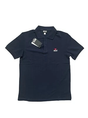 Diesel T-Smith Div Nueva Camisa Polo Logo D $110 Azul Medianoche Talla S Foto 1 de 4